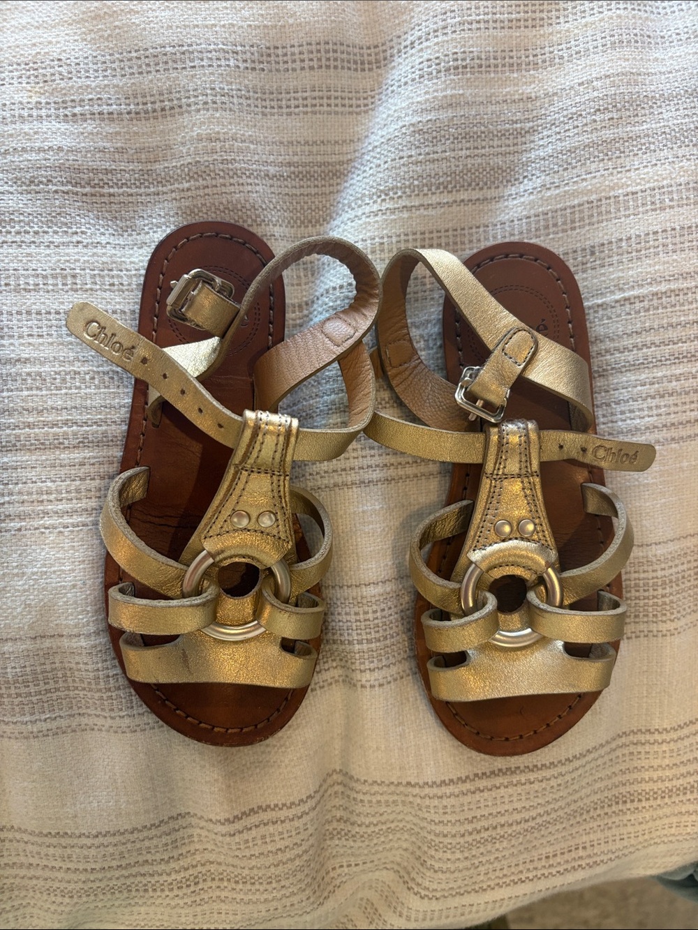 Chloe Gold Metallic Strappy Girls' Sandals